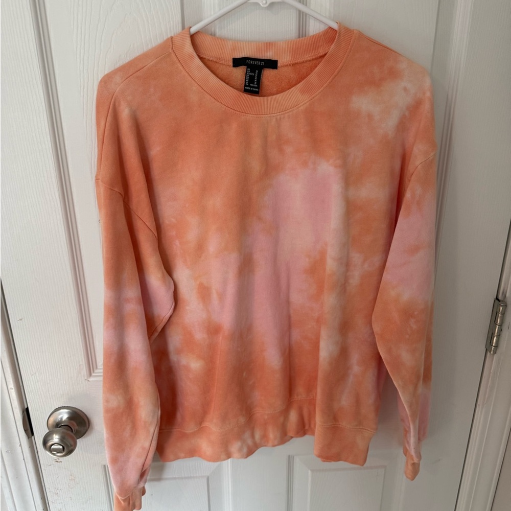 Forever 21 Coral Tie-Dye Sweatshirt